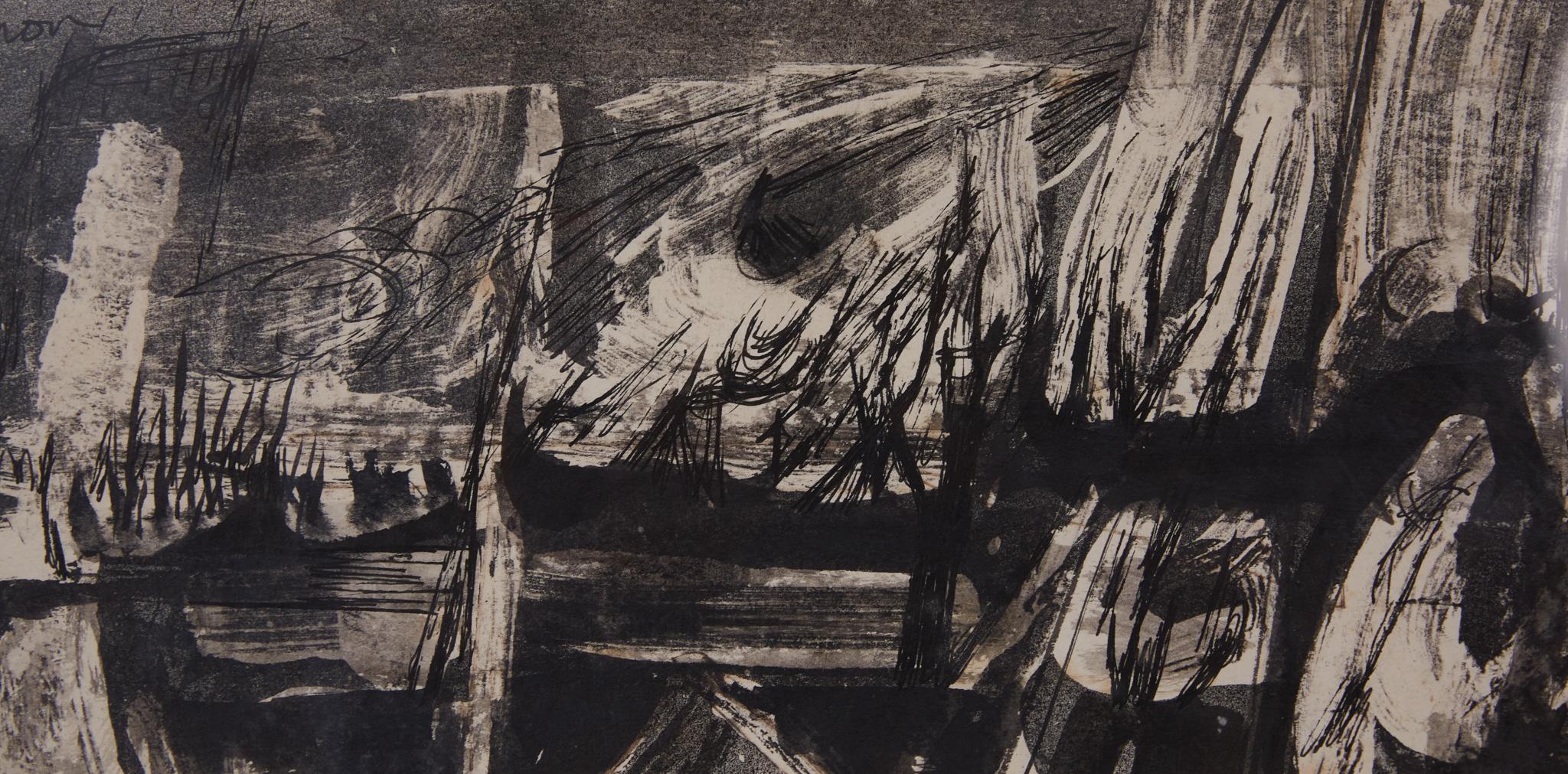 Nachtwind Abstrakte Tuschezeichnung von Syd Solomon (20. Jahrhundert) im Angebot