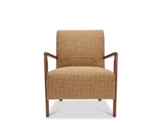 Lawson-Fenning Niguel Lounge Chair, Solid Walnut Arms & Tweed Cushion, USA