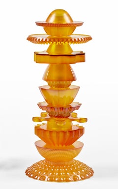 Liquid Sunshine: Amber 22" X 9" Hand dyed Polymer Rubber on Painted Steel 