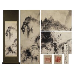 Nihonga Landcape Scene Meiji Period Scroll Japan 19c Artist Eicho Kano