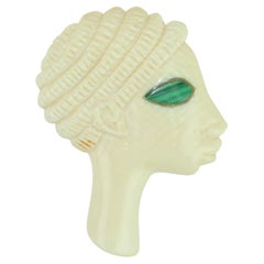 NII OTI WILLIAMS Carved Bone & Malachite 'Zambezi' Brooch, 1970’s