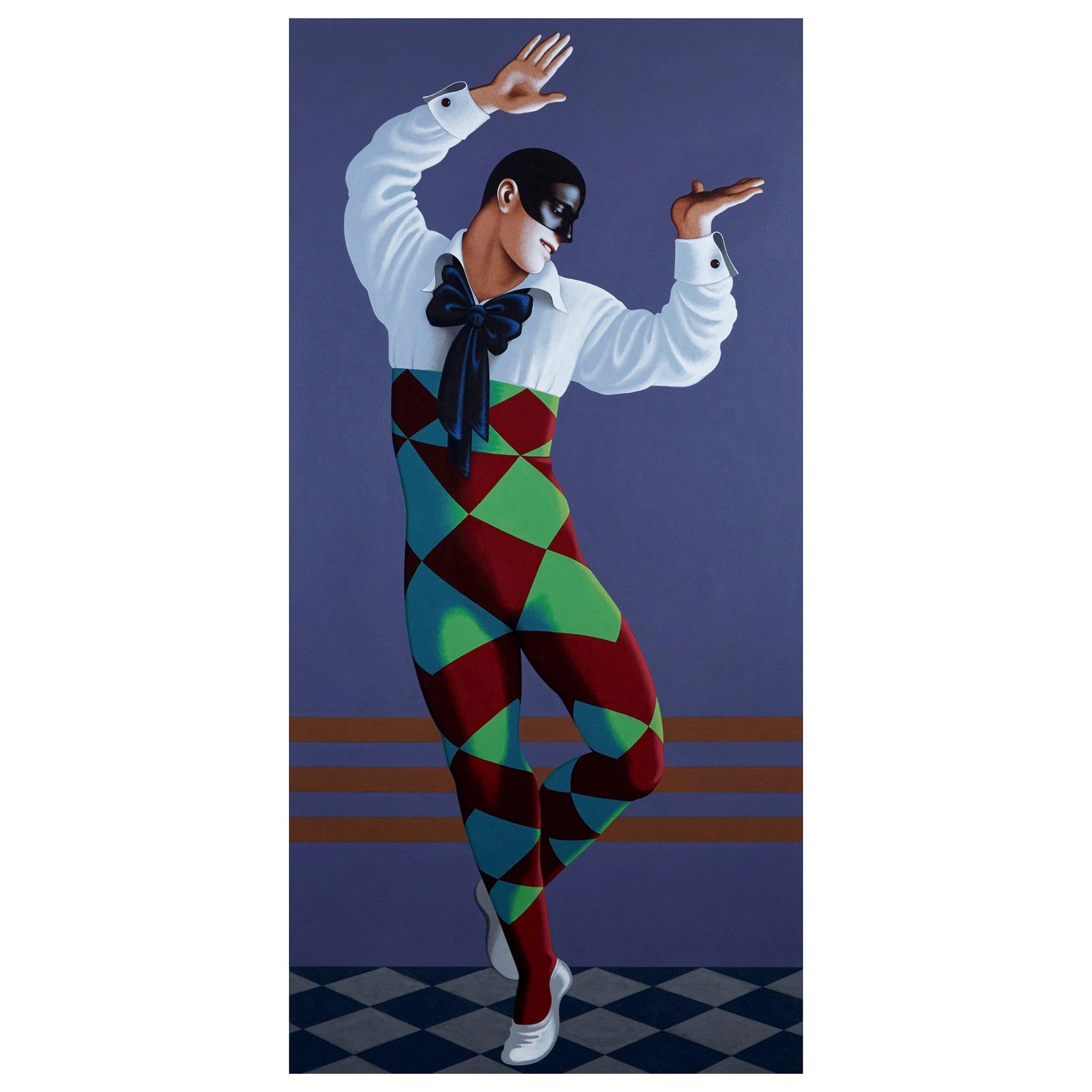 Nijinsky as Harlequin, Life-Size Painting by Lynn Curlee For Sale