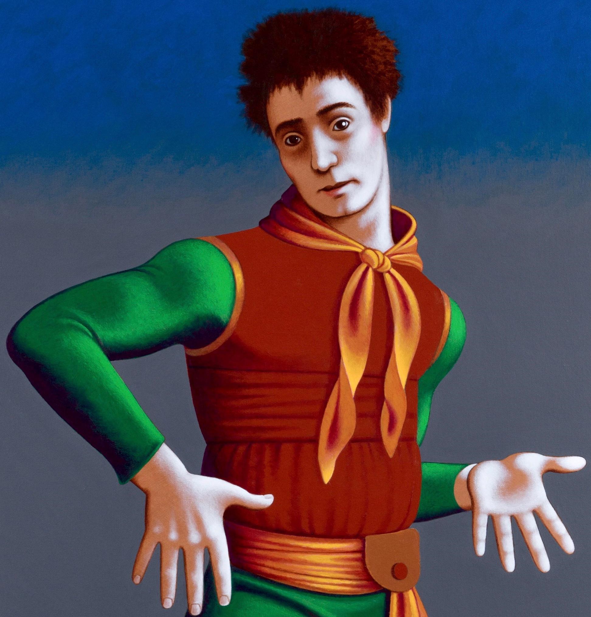 Américain Nijinsky en tant que Till Eulenspiegel, peinture grandeur nature de Lynn Curlee en vente