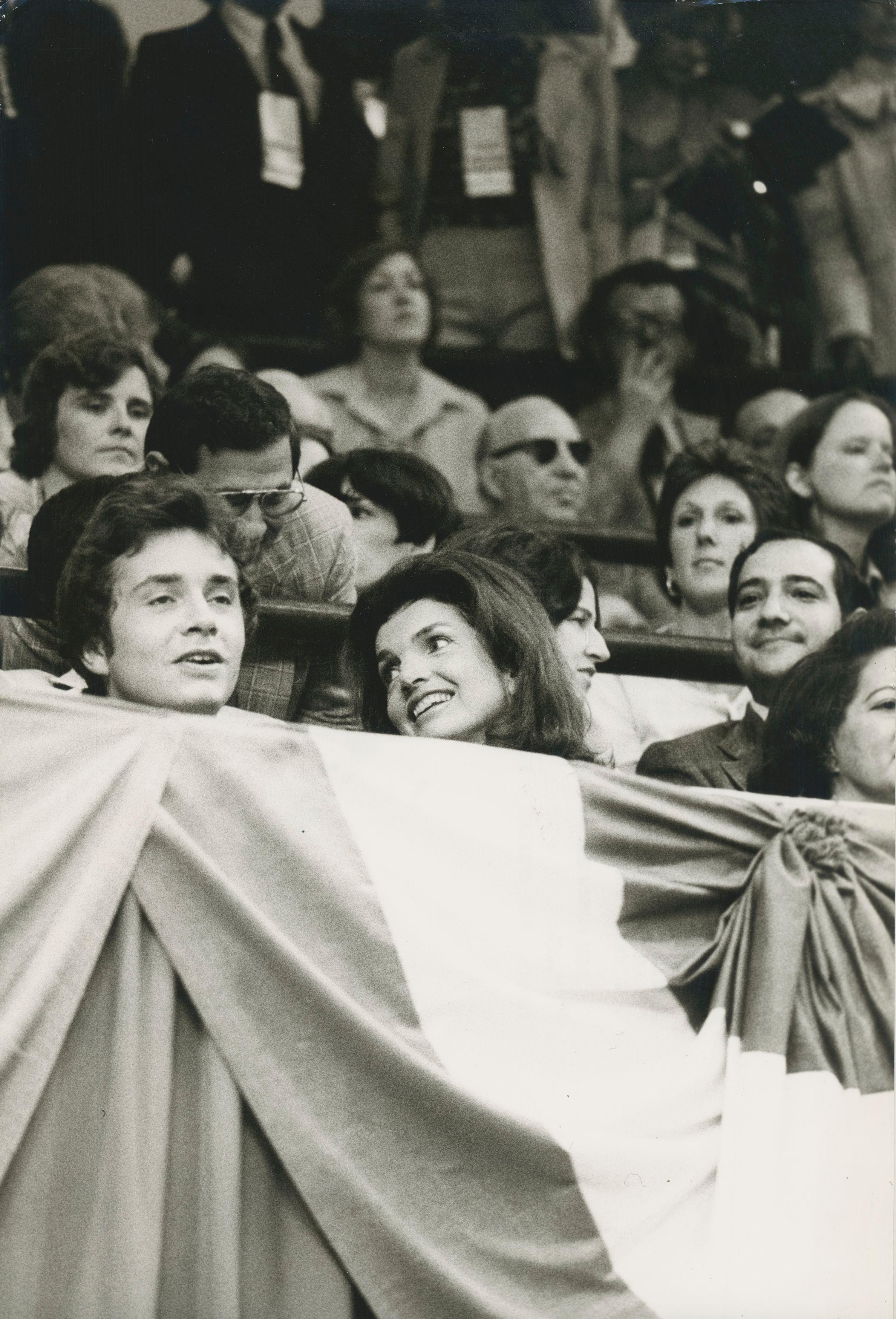 Nik Wheeler Black and White Photograph - Jackie Kennedy Onassis; Madison Square Garden, Jimmy Carter, USA, 30, 7 x 20, 2 cm
