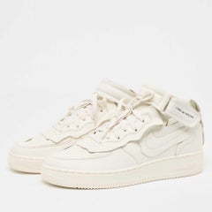 Nike Air Force White Leather Air Force1 Mid Comme Sneakers Size 42.5