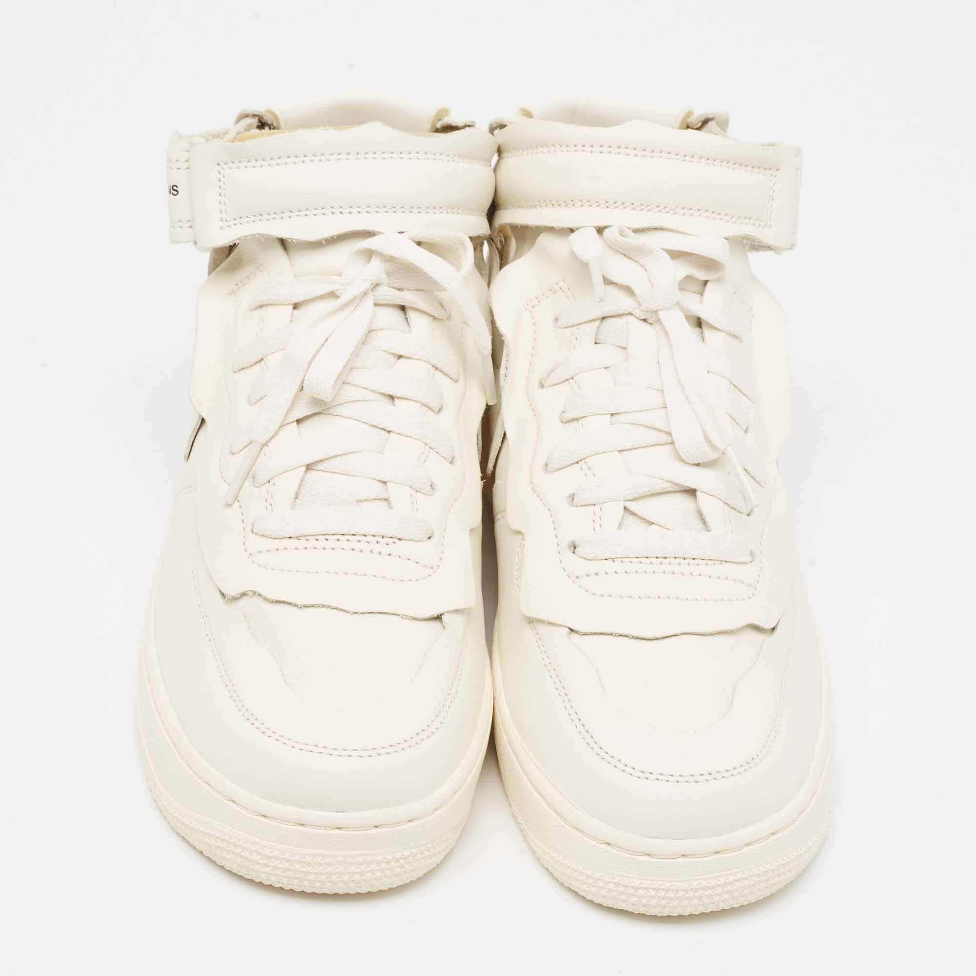 Bianco Nike Air Force White Leather Air Force1 Mid Comme Sneakers Taglia 42,5 in vendita