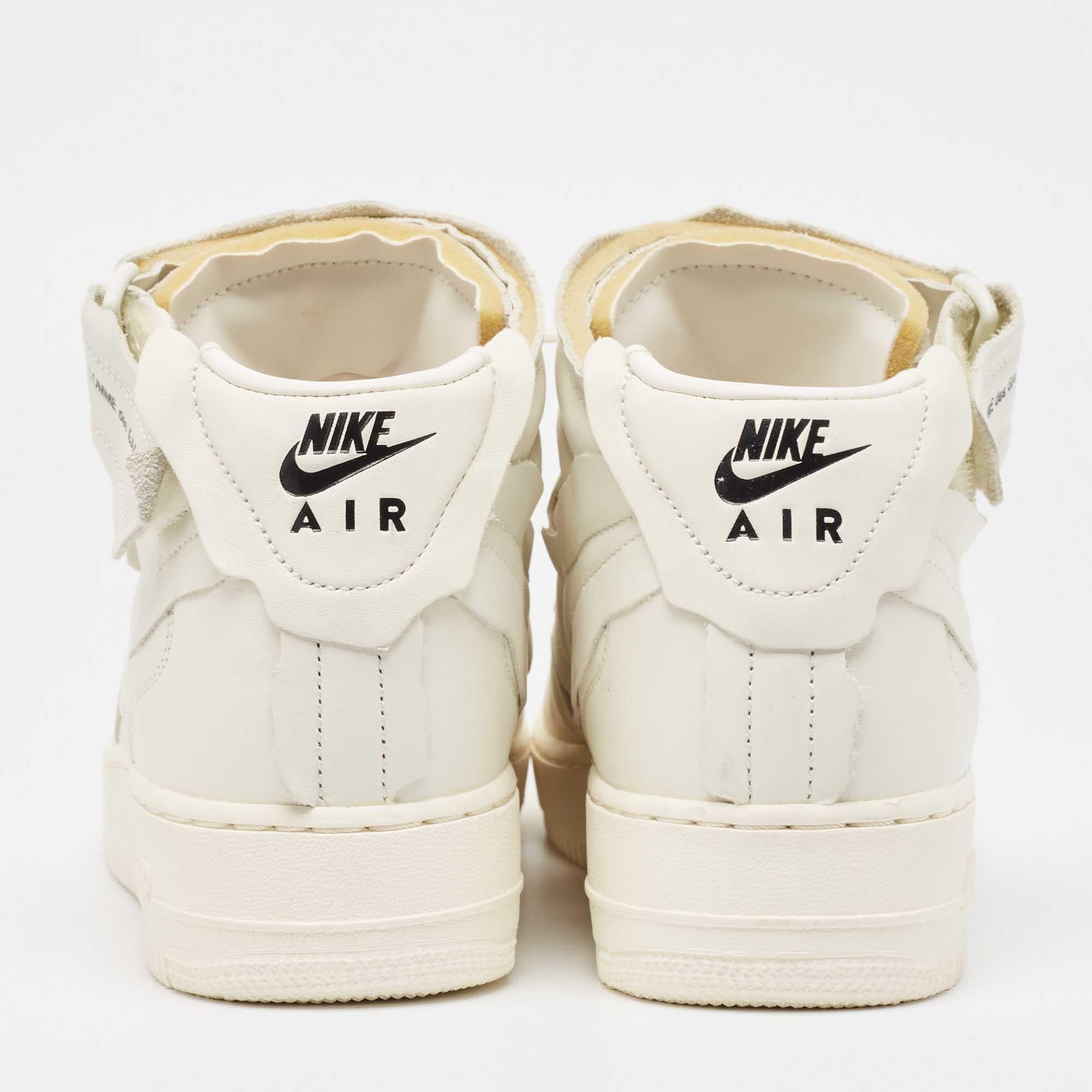 Uomo Nike Air Force White Leather Air Force1 Mid Comme Sneakers Taglia 42,5 in vendita