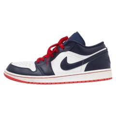 Nike Air Jordans Blue/White Leather Jordan 1 Low Top Sneakers Size 47