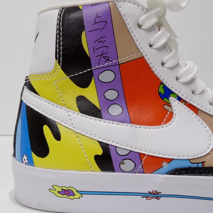 Gray Nike Blazer Mid ’77 Flyleather Ruohan Wang Multicolor Sneakers For Sale