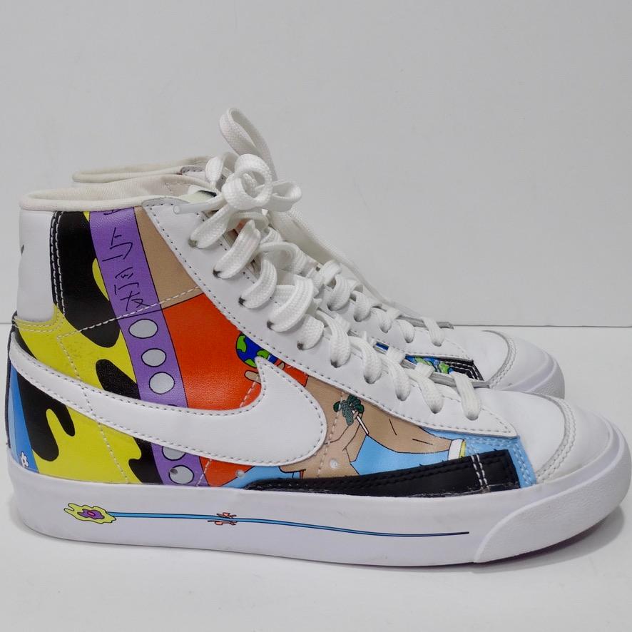 Nike Blazer Mid ’77 Flyleather Ruohan Wang Multicolor Sneakers In Good Condition For Sale In Scottsdale, AZ