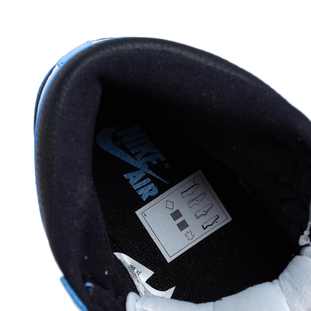 Nike Blue/White Leather Air Jordan 1 Retro University High Top Sneakers Size 45. 1