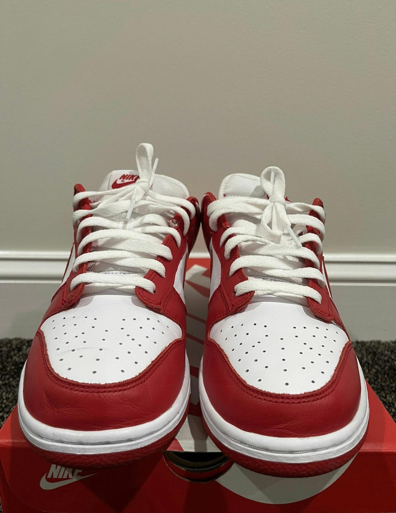 Nike Dunk Low Retro SP “St. John’s” Red Varsity In Excellent Condition For Sale In Bear, DE