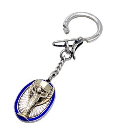 NIKE Goddess of Victory Keyring Sterling Silver Silver Guilt Blue Enamel