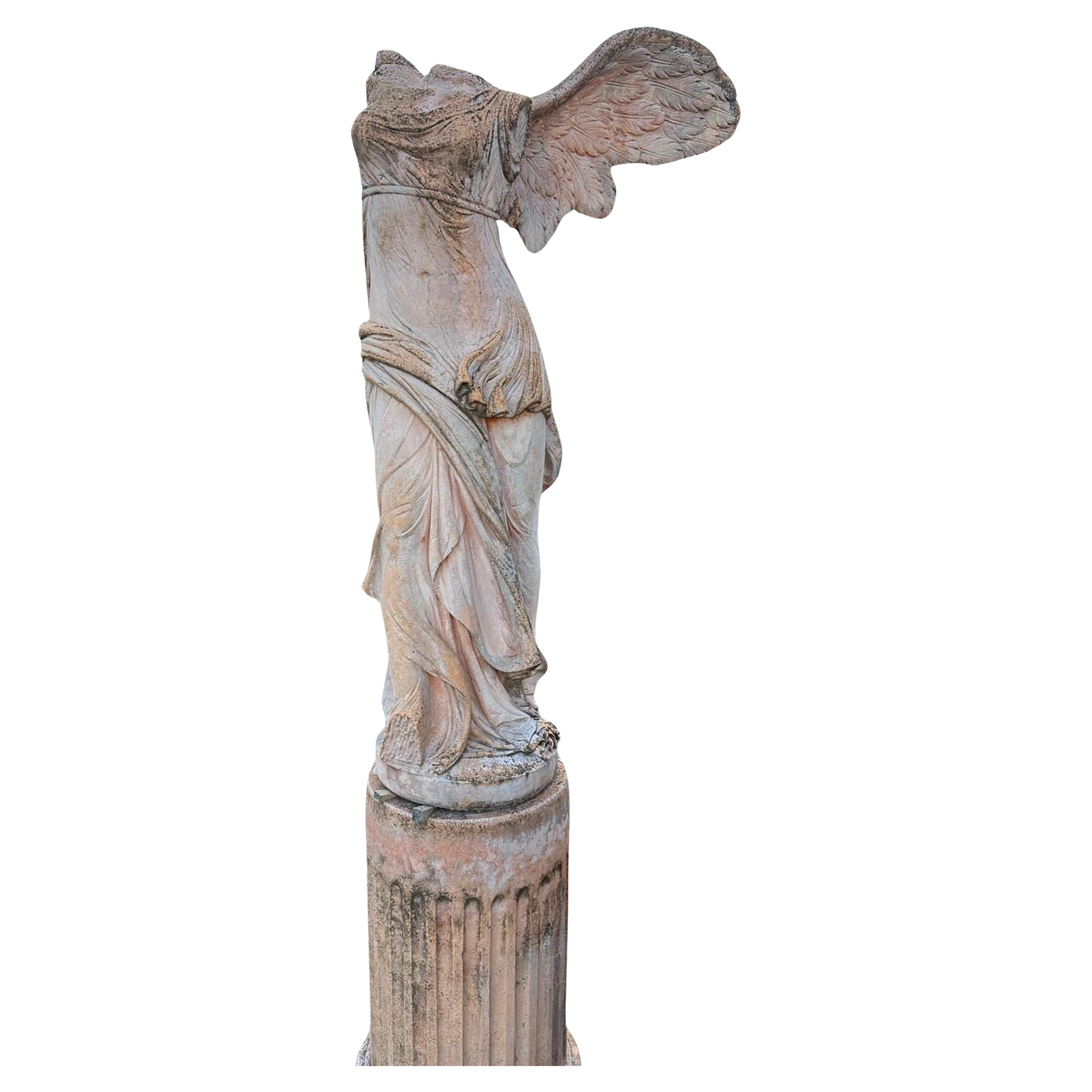 19th Century Nike of Samothrace in Italian Terracotta Toscan, late 19th / begin 20th Century For Sale