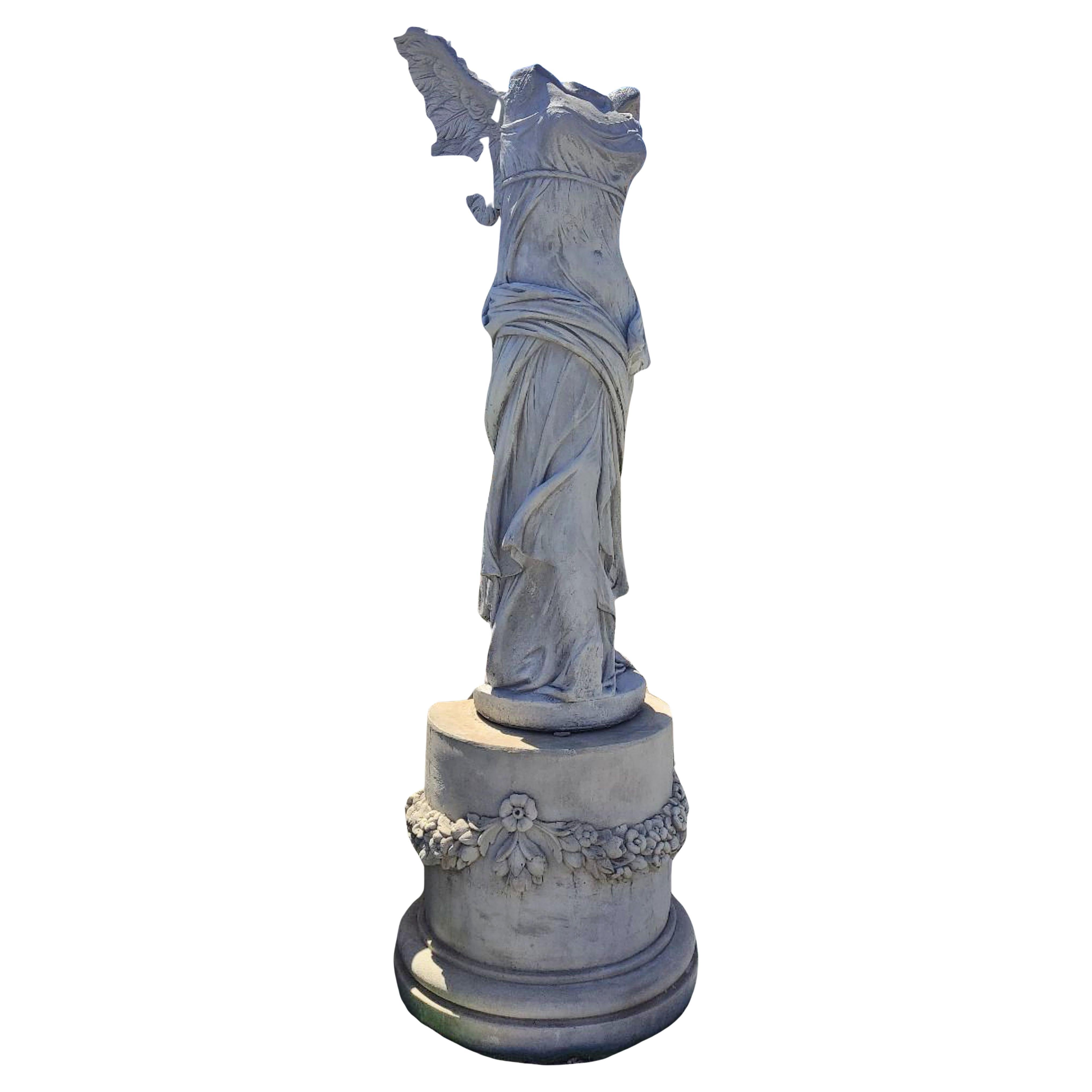 Nike of Victory Samothrace in Italian Grey Painting Stone 20th Century For Sale
