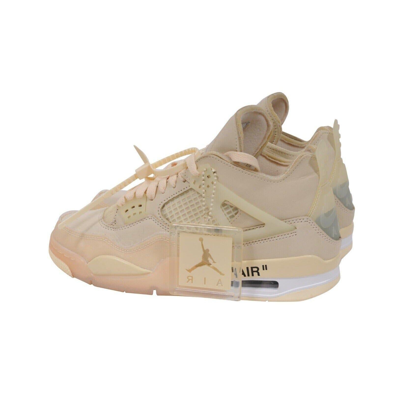 Nike Off White Women Air Jordan 4 Retro SP Sneakers US 8.5W Sail Virgil Abloh In Good Condition For Sale In North Miami, FL