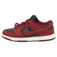 Nike Red/Black Leather Dunk Low Top "Team Red" Sneakers Size 40
