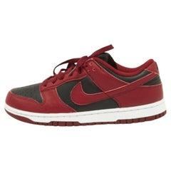 Nike Red/Black Leather Dunk Low Top "Team Red" Sneakers Size 40