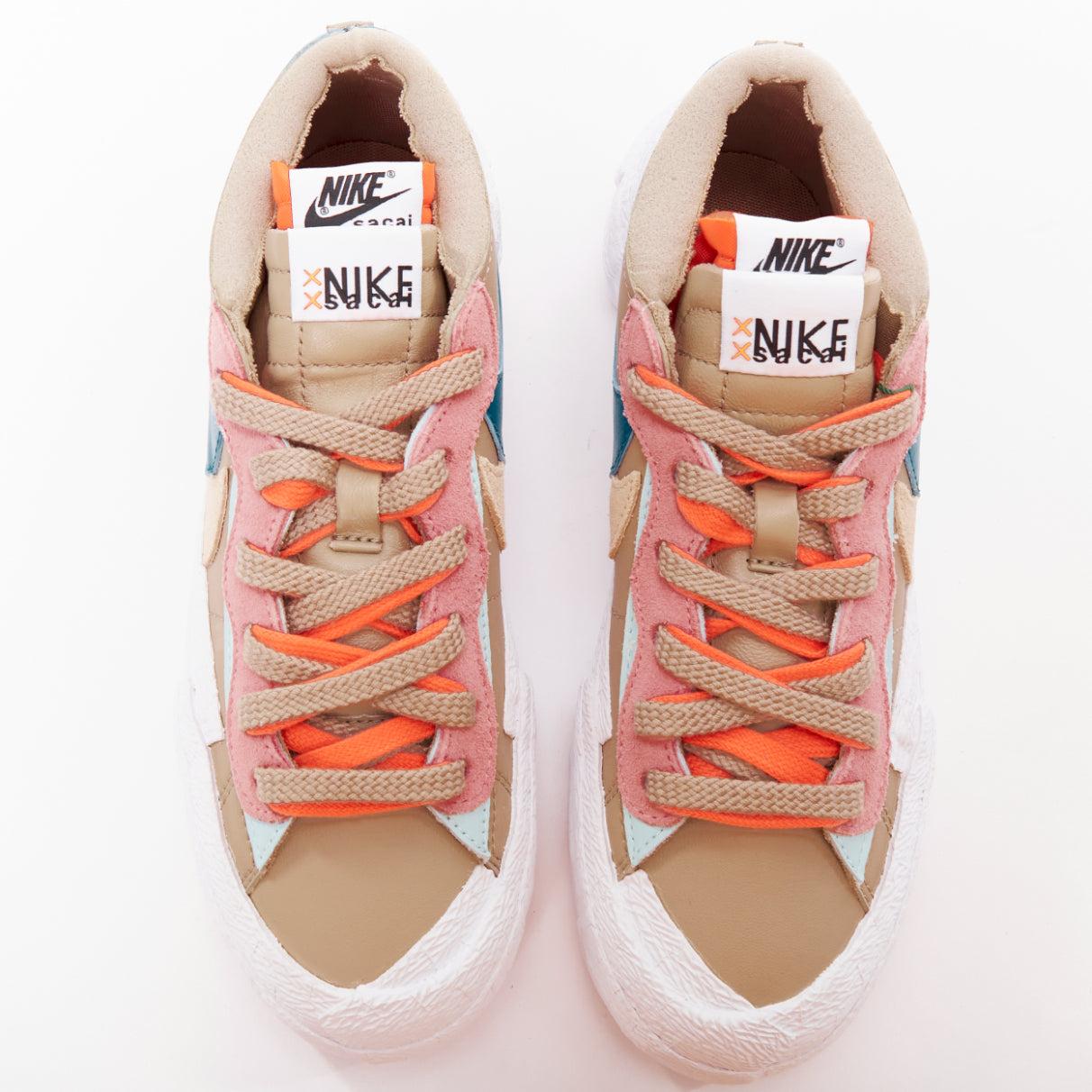 Blanc NIKE SACAI KAWS Blazer Low Reed pink green tick patchwork sneakers EU36.5 en vente
