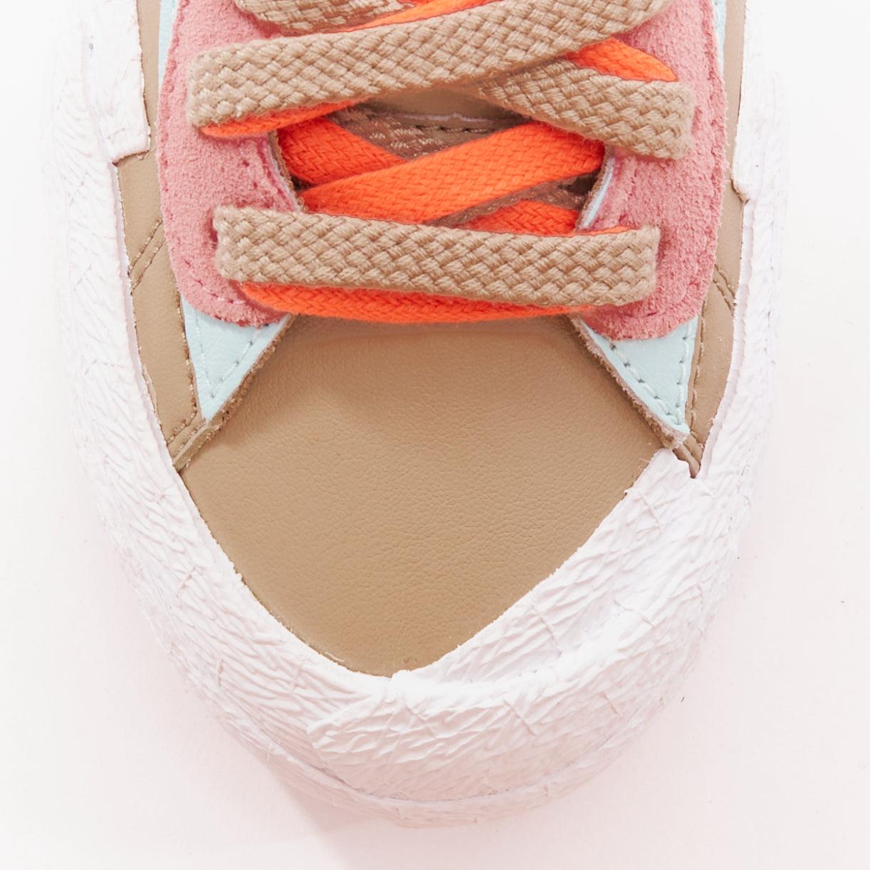 NIKE SACAI KAWS Blazer Low Reed pink green tick patchwork sneakers EU36.5 en vente 1