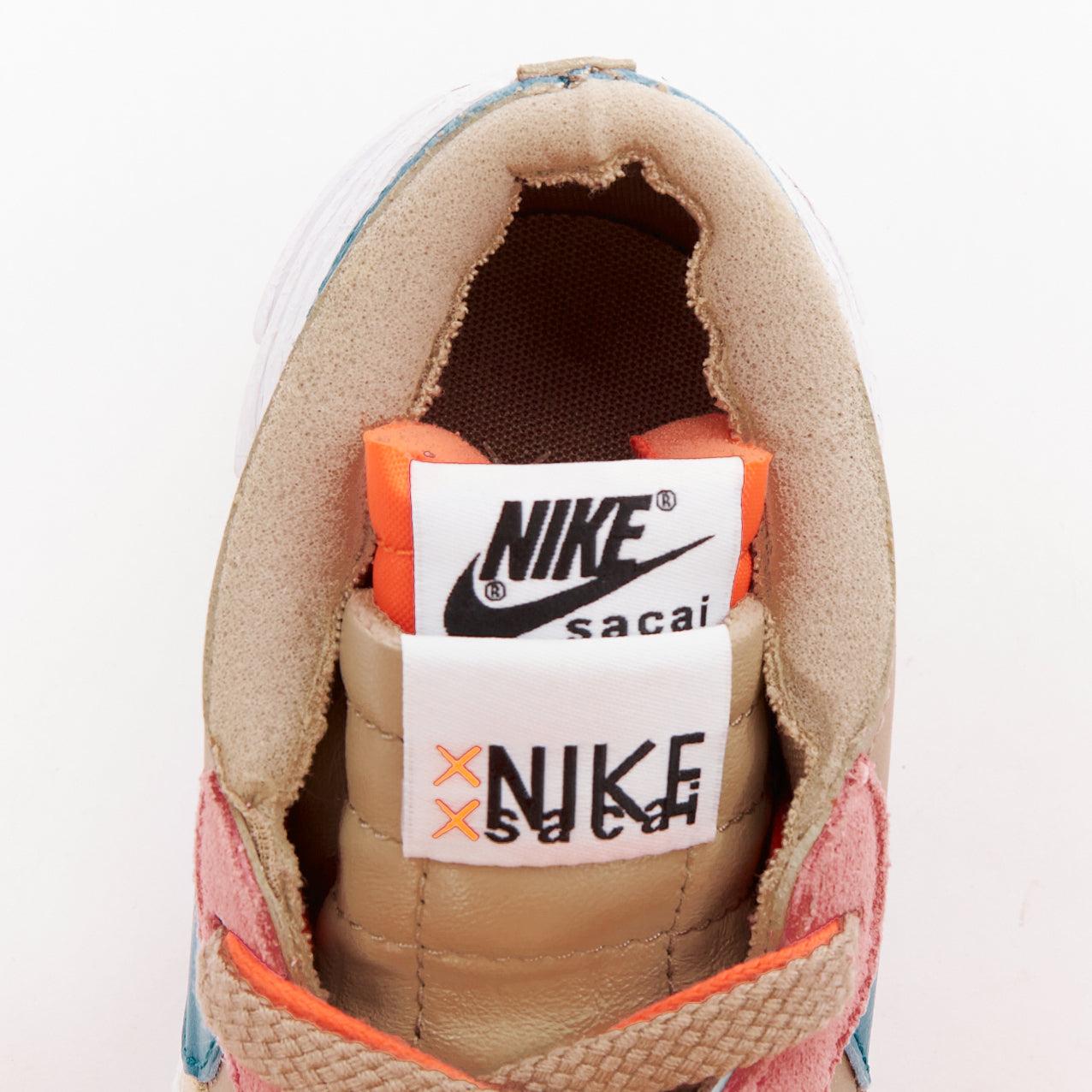 NIKE SACAI KAWS Blazer Low Reed pink green tick patchwork sneakers EU36.5 en vente 2