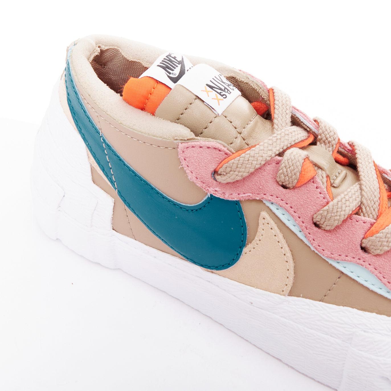 NIKE SACAI KAWS Blazer Low Reed pink green tick patchwork sneakers EU36.5 en vente 3