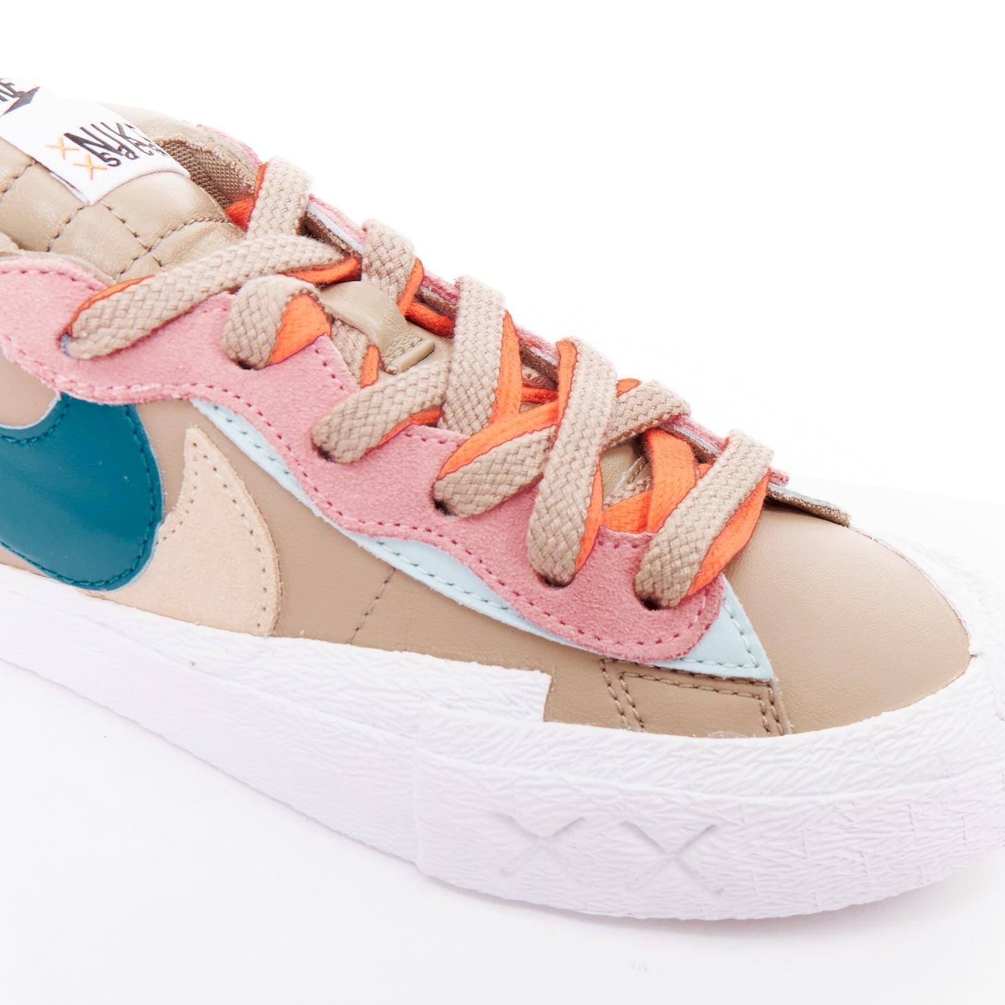 NIKE SACAI KAWS Blazer Low Reed pink green tick patchwork sneakers EU36.5 en vente 4