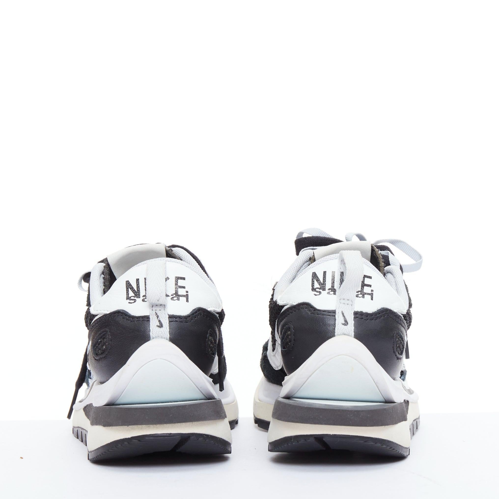 Women's NIKE SACAI VaporWaffle black white mesh laced up sneakers US6.5 EU36.5 For Sale