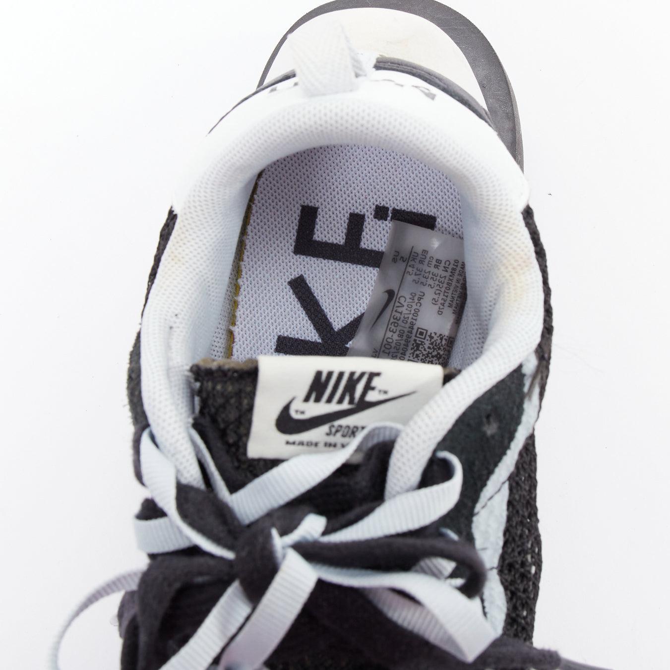 NIKE SACAI VaporWaffle black white mesh laced up sneakers US6.5 EU36.5 For Sale 4
