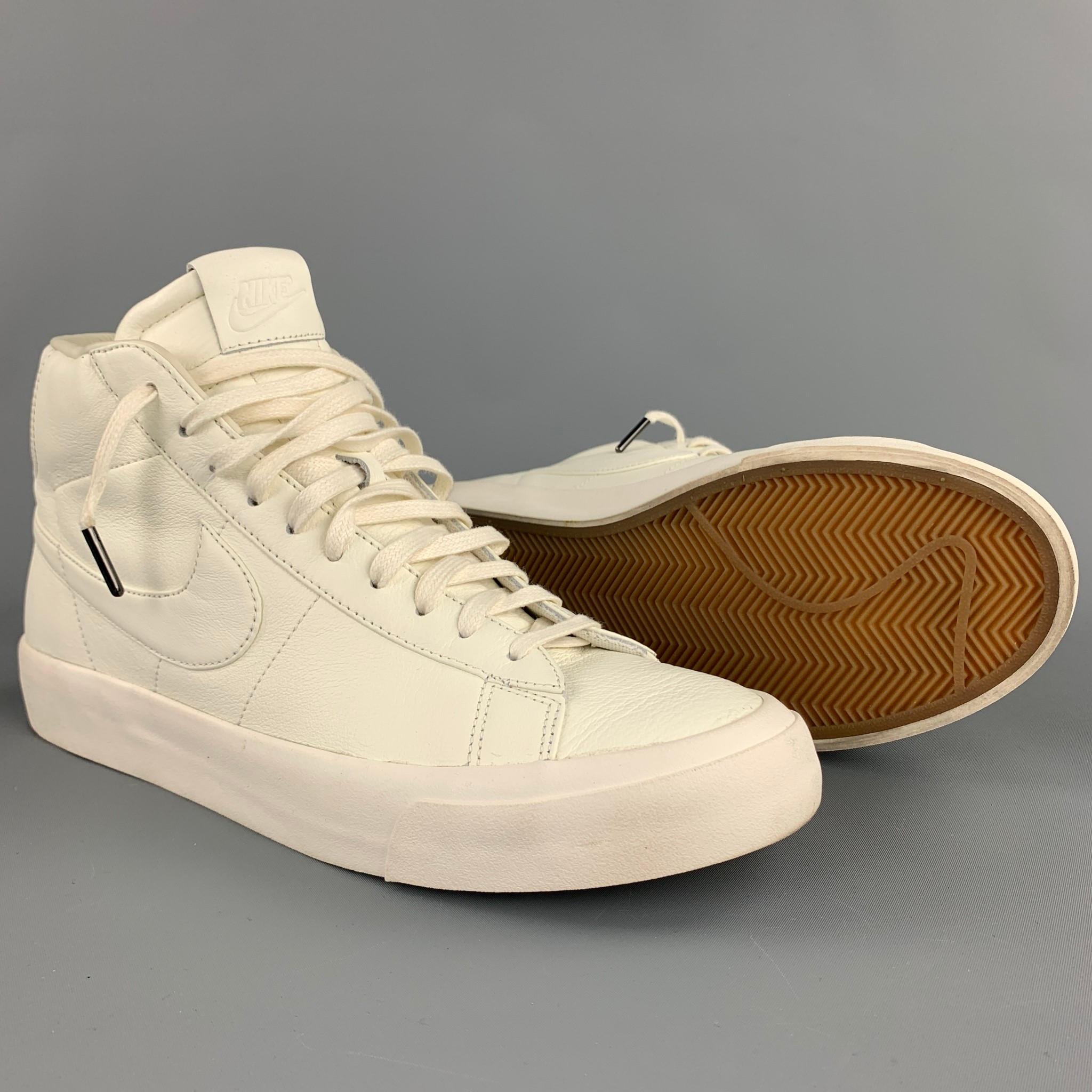 NIKE Size 10.5 Off White Leather High Top Blazer Sneakers In Good Condition In San Francisco, CA