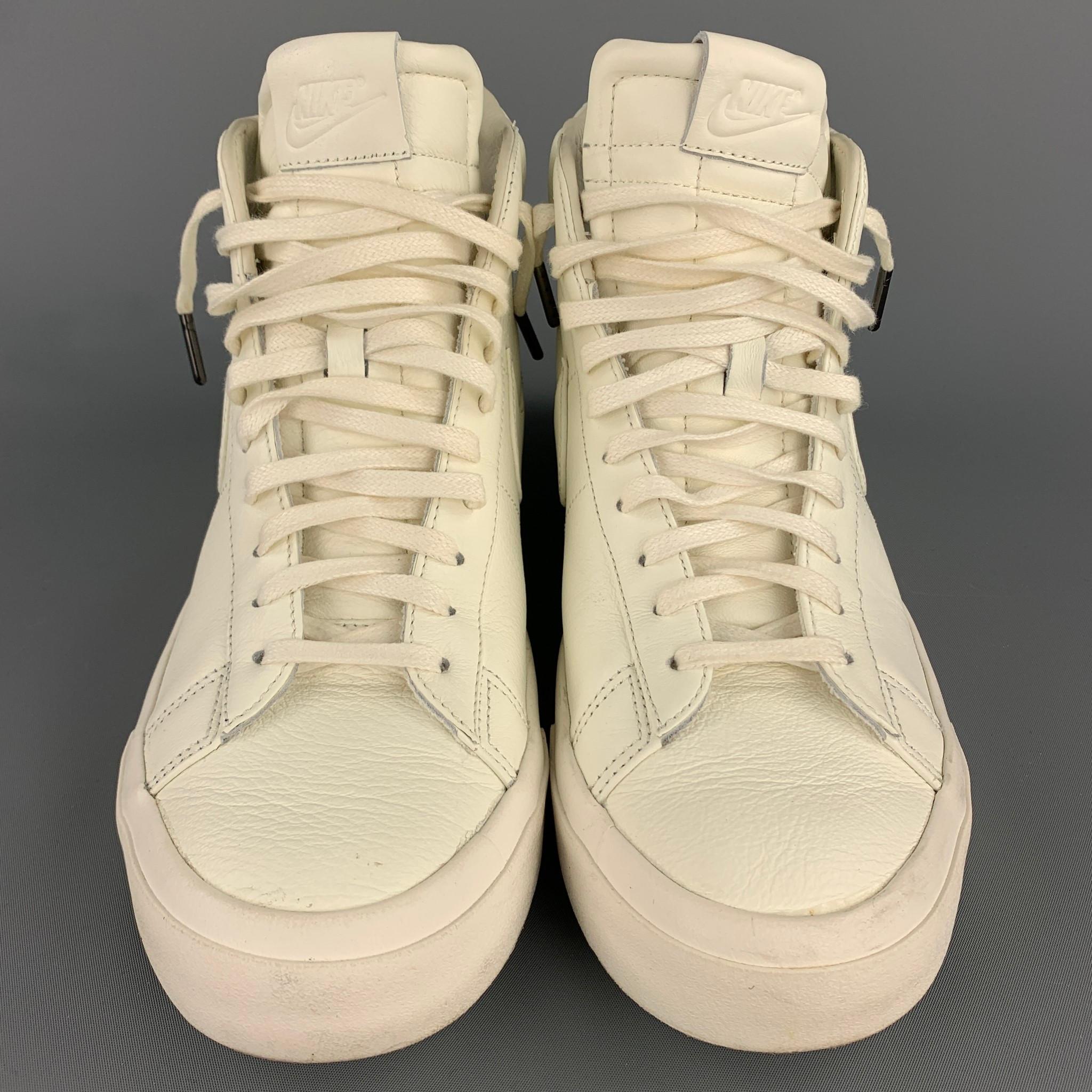 Men's NIKE Size 10.5 Off White Leather High Top Blazer Sneakers