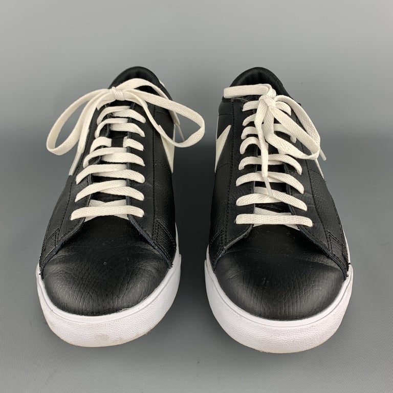 black and white leather nike