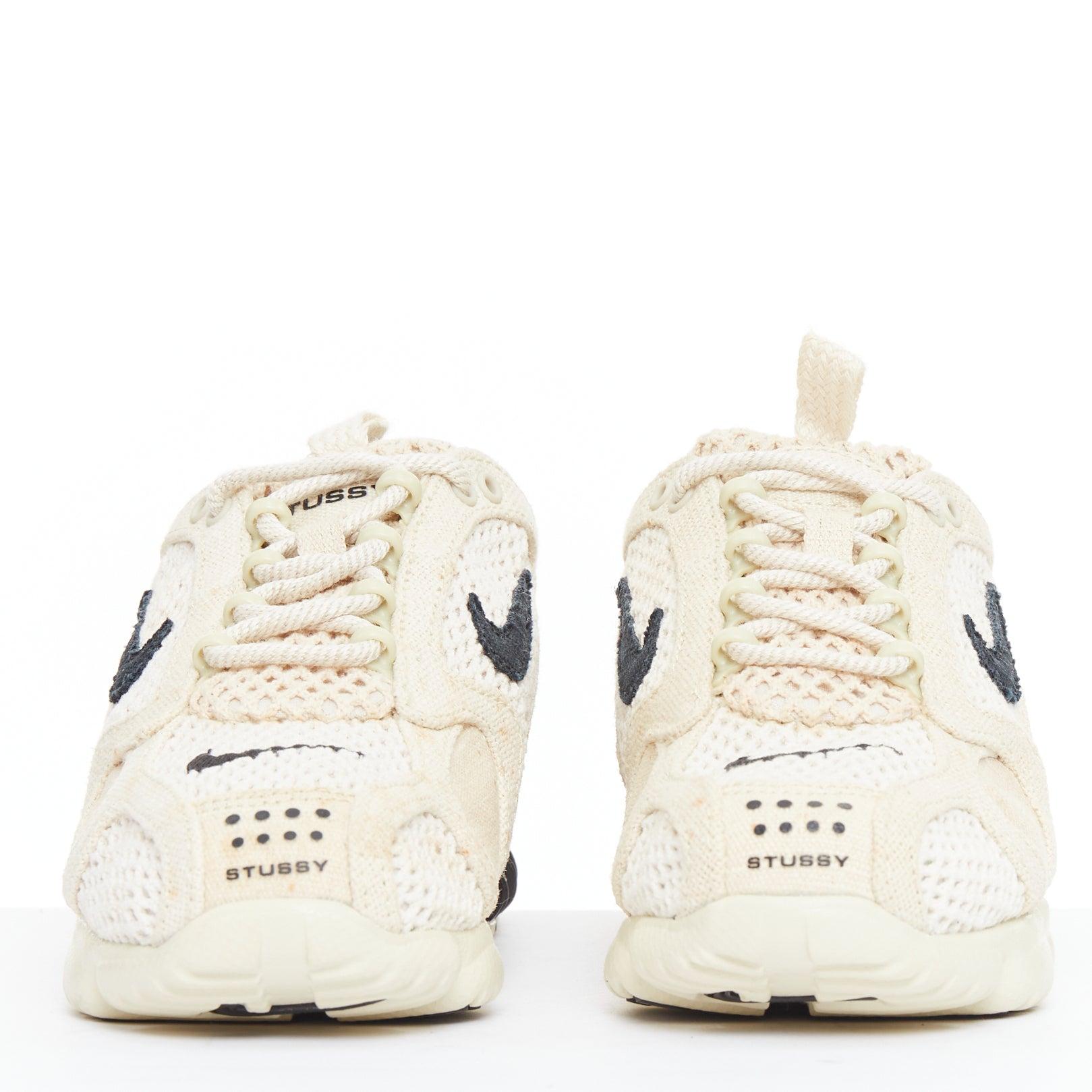 NIKE STUSSY Air Zoom Spiridon Cage 2 Beige fossile noir baskets US4 EU34 État moyen - En vente à Hong Kong, NT
