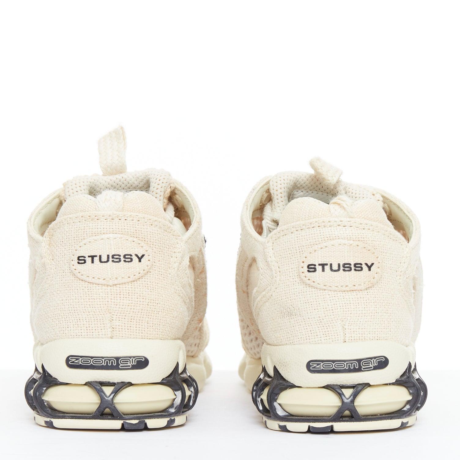 NIKE STUSSY Air Zoom Spiridon Cage 2 Beige fossile noir baskets US4 EU34 en vente 1
