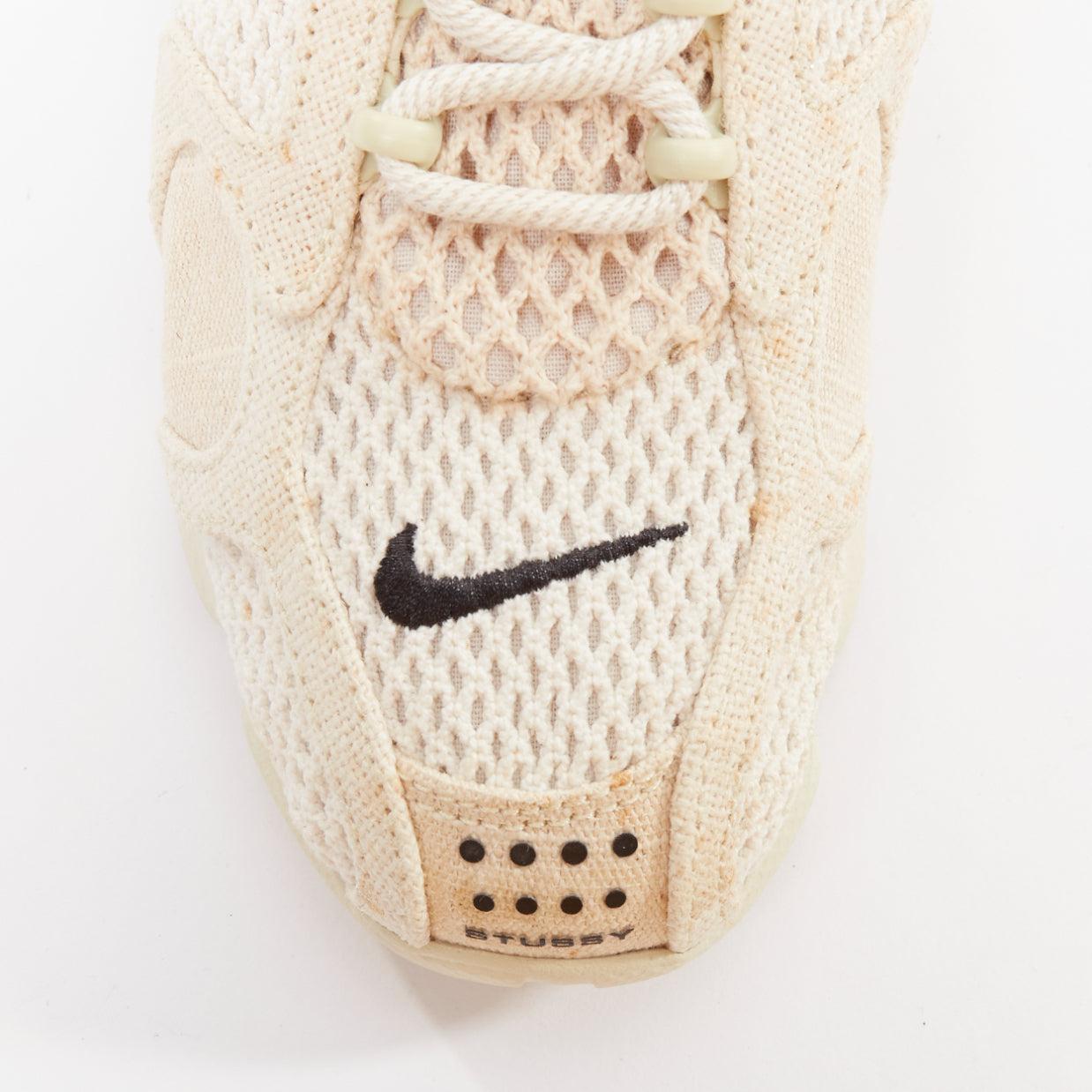 NIKE STUSSY Air Zoom Spiridon Cage 2 Beige fossile noir baskets US4 EU34 en vente 2