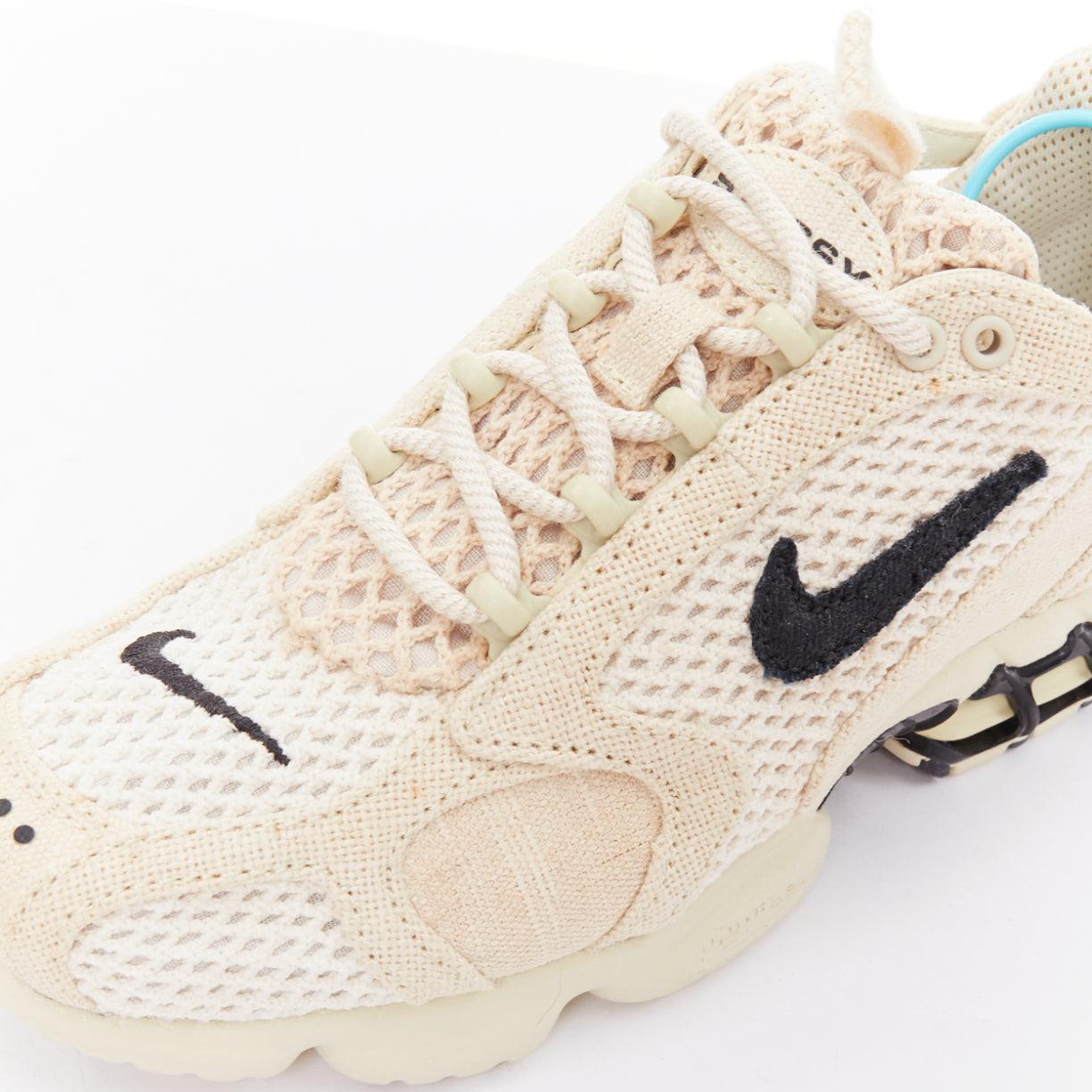 NIKE STUSSY Air Zoom Spiridon Cage 2 Beige fossile noir baskets US4 EU34 en vente 4