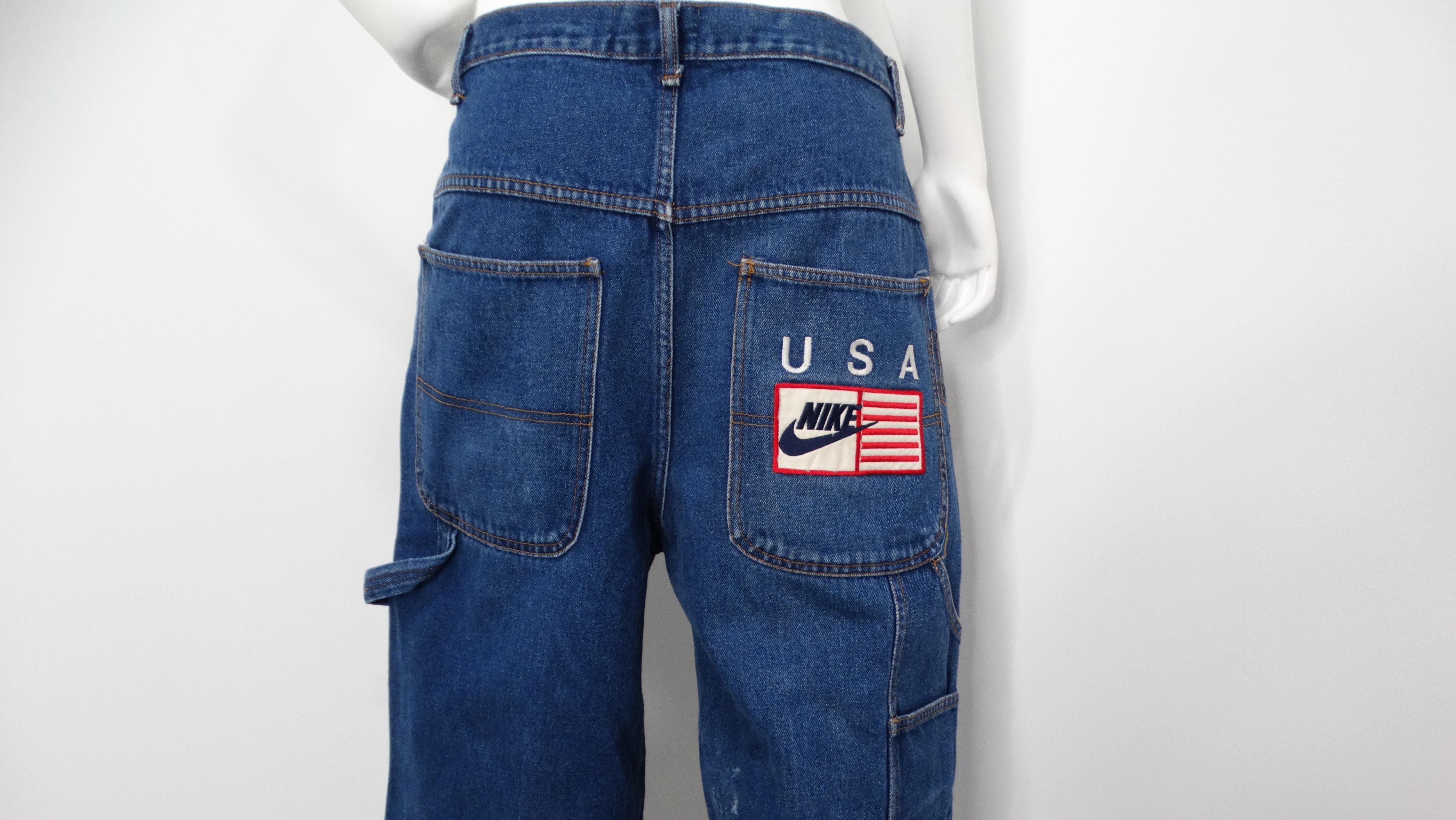 Vaqueros Baggy estilo carpintero en denim azul con costuras Nike USA de los años 90 Azul en venta