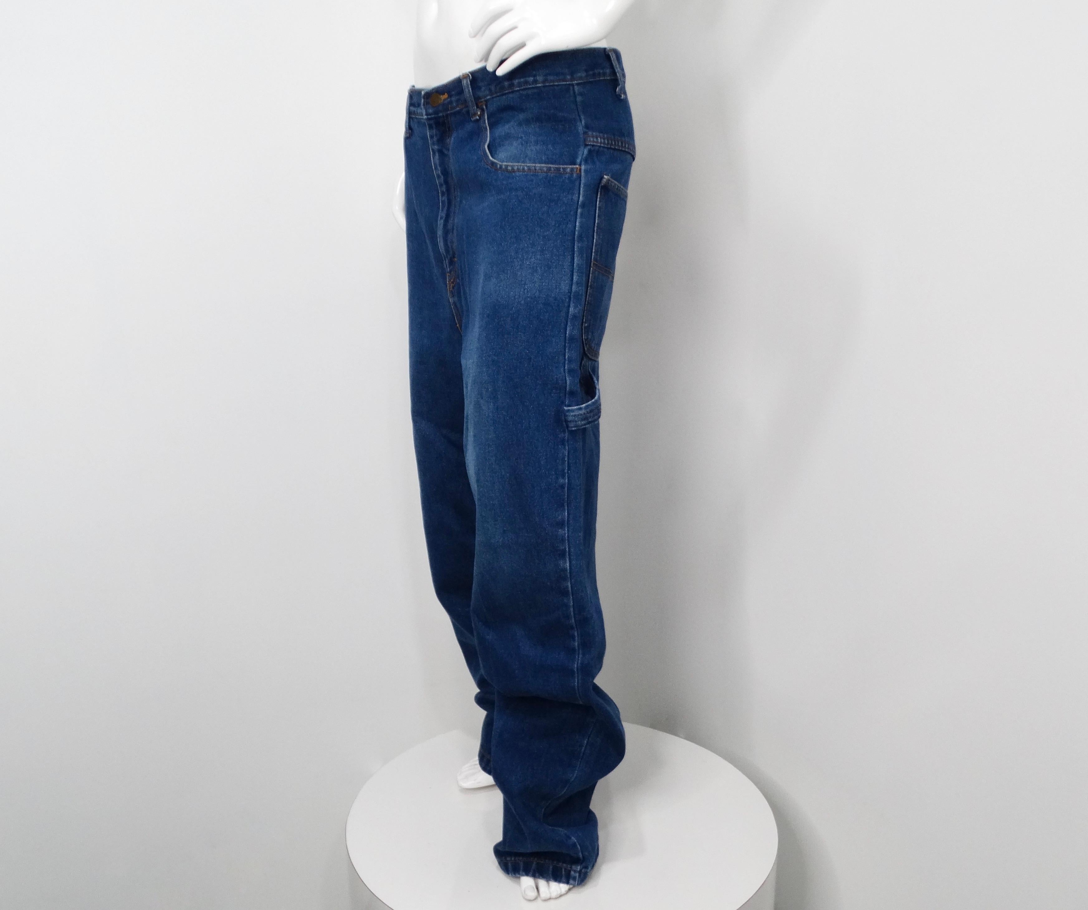 Vaqueros Baggy estilo carpintero en denim azul con costuras Nike USA de los años 90 en venta 2