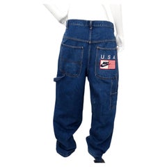 Vaqueros Baggy estilo carpintero en denim azul con costuras Nike USA de los años 90