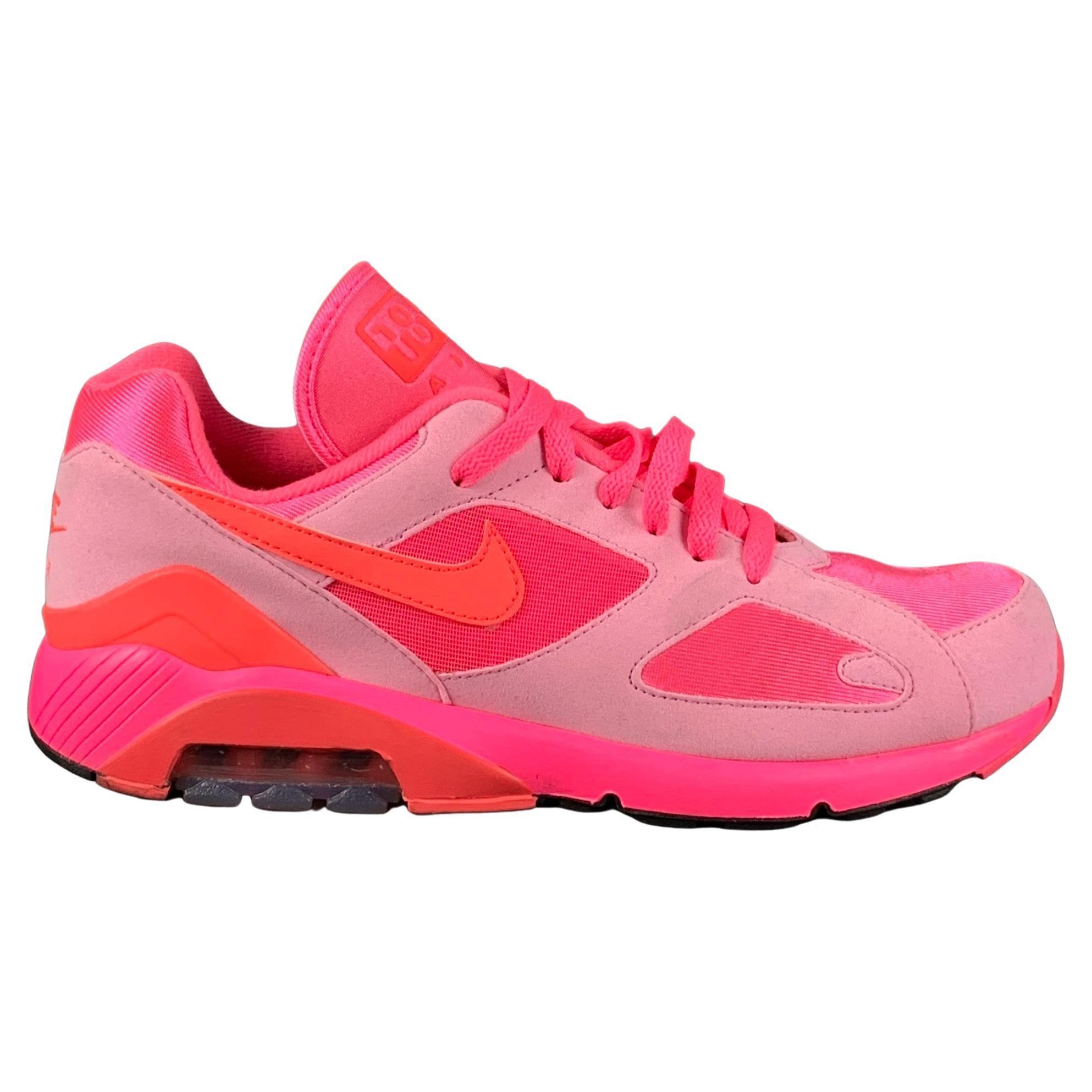 NIKE x COMME des GARCONS Air 180 Size 9.5 Pink Neon Mixed Materials Sneakers For Sale at 1stDibs