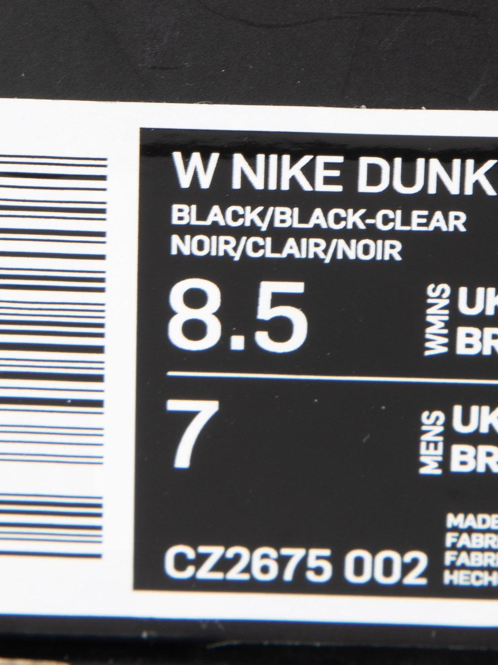 Nike x Comme des Garcons Black Transparent Dunk Low Logo Trainers Size US 8.5 For Sale 1