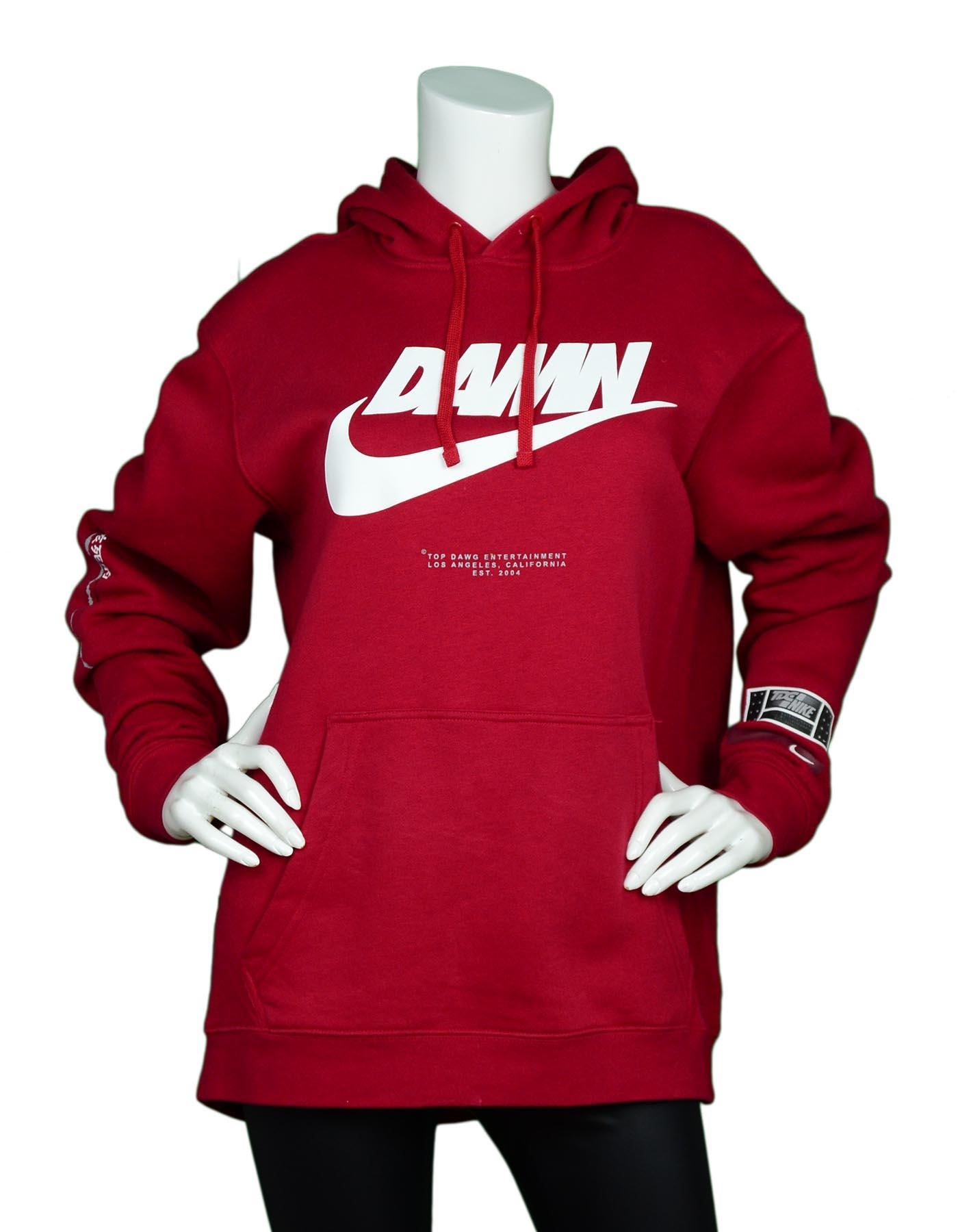 Nike x Kendrick Lamar Men's Red DAMN Hooded Sweatshirt Sz XL For Sale at  1stDibs | nike damn hoodie, kendrick lamar damn nike hoodie, kendrick lamar  nike hoodie