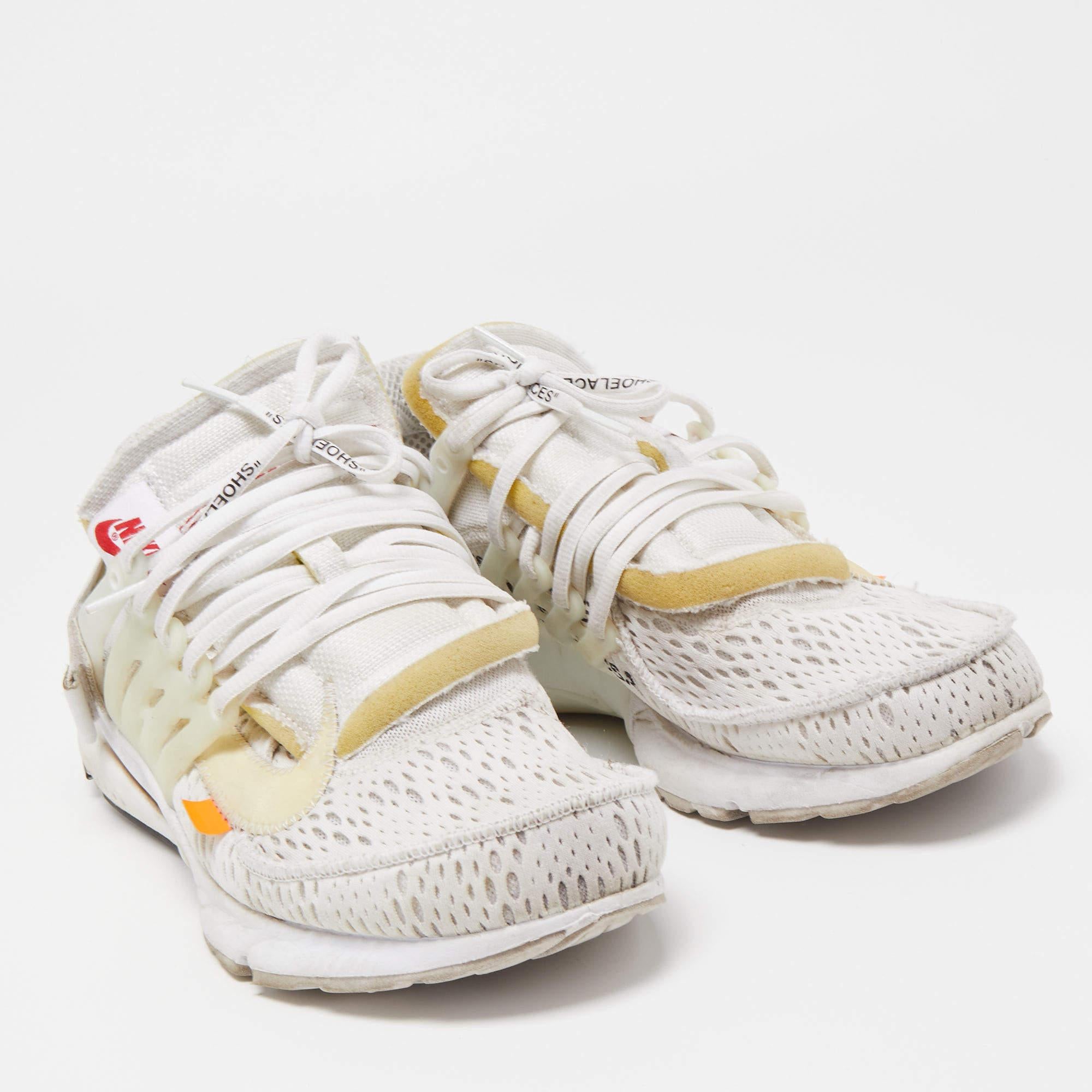 Nike x Off White White Fabric Air Presto Low Trainers Sneakers Size 42.5 For Sale 2