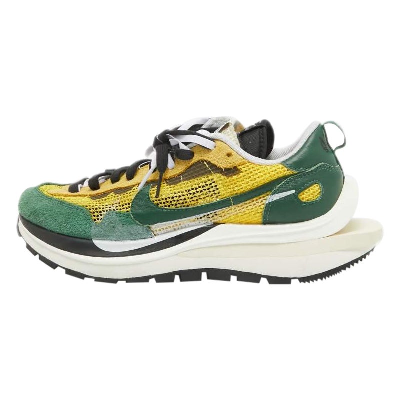 Nike x Sacai Green/Yellow Mesh and Suede Vaporwaffle Sneakers Size 43