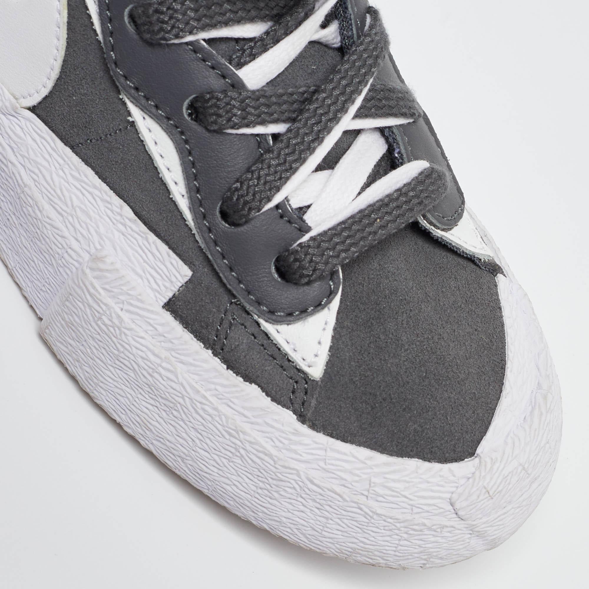 Nike x Sacai Blazer en daim gris bas Iron Sneakers Taille 40 en vente 2