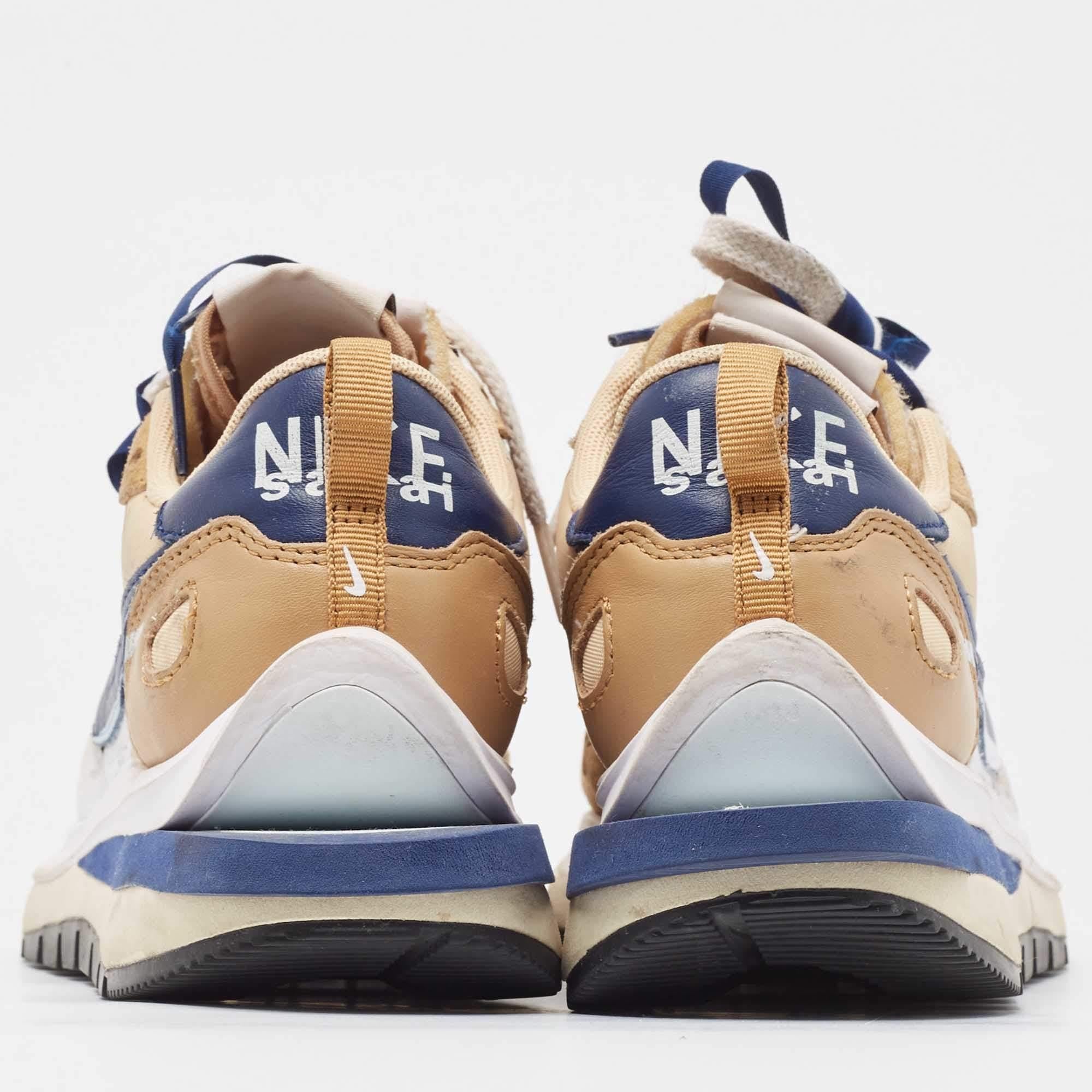 Women's Nike x Sacai Leather & Fabric Vaporwaffle Sesame Blue Void Sneakers Size 38