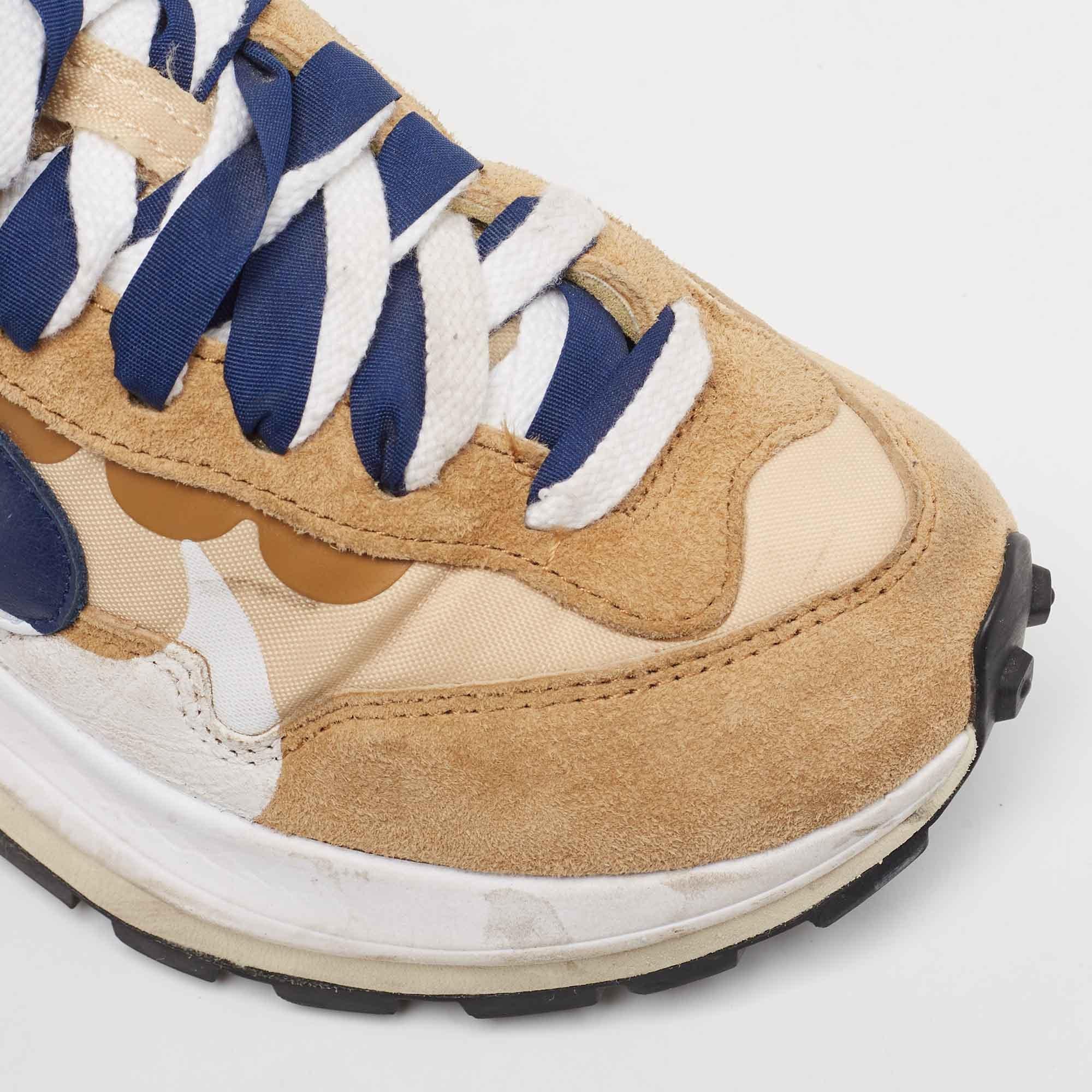 Nike x Sacai Leather & Fabric Vaporwaffle Sesame Blue Void Sneakers Size 38 2