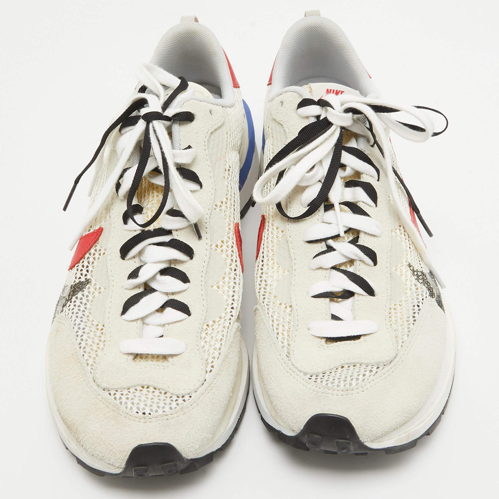Gris Nike x Sacai Baskets en cuir vaporwaffle bleu sésame, taille 46 en vente