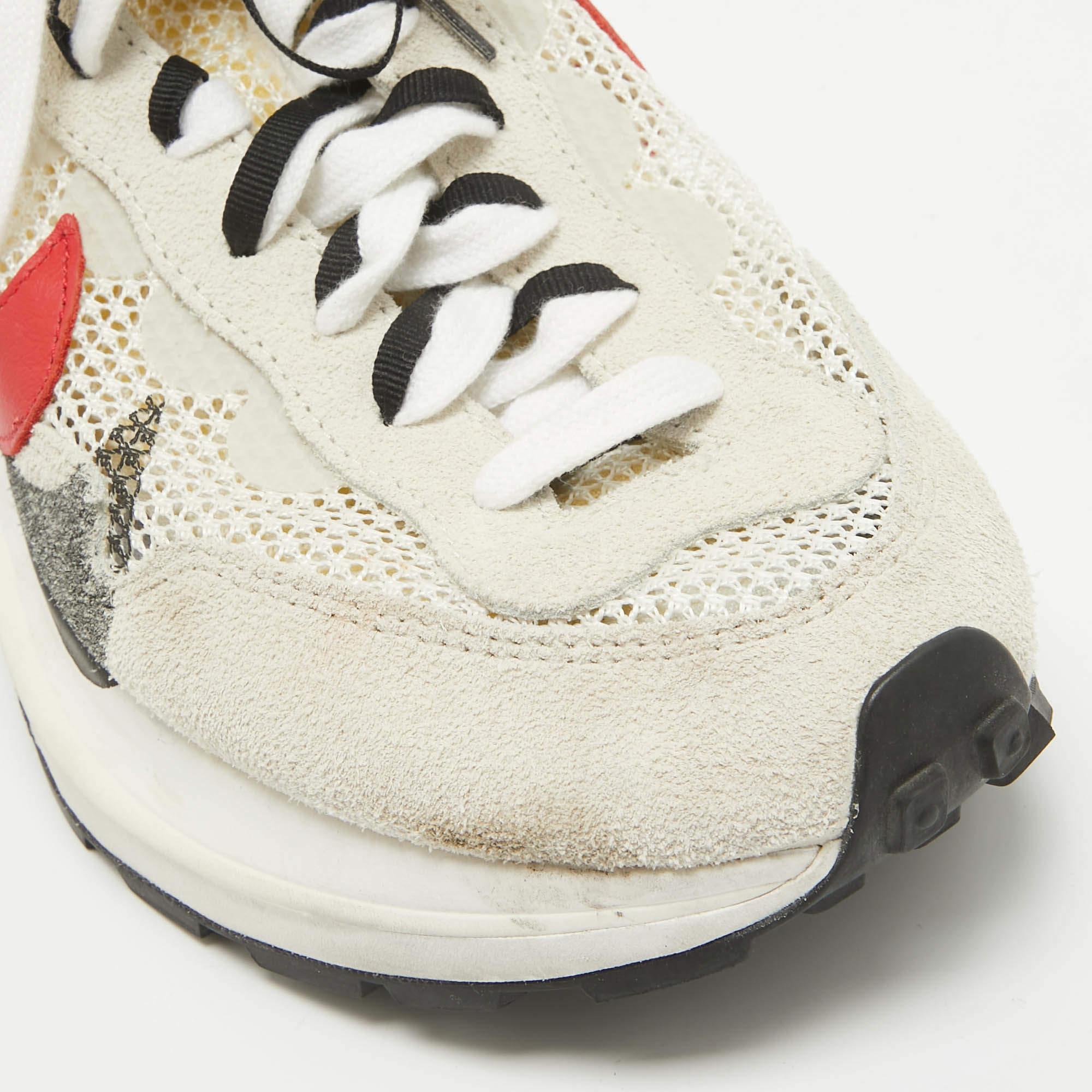 Nike x Sacai Baskets en cuir vaporwaffle bleu sésame, taille 46 en vente 2