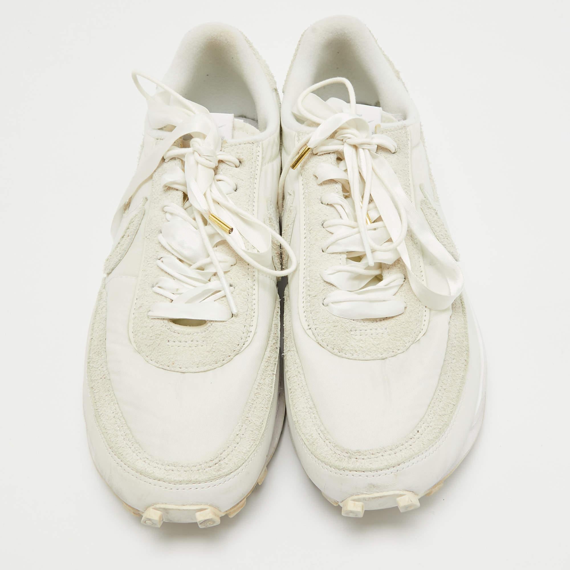 Beige Nike x Sacai White/Grey Suede and Nylon LD Waffle Sneakers Size 46